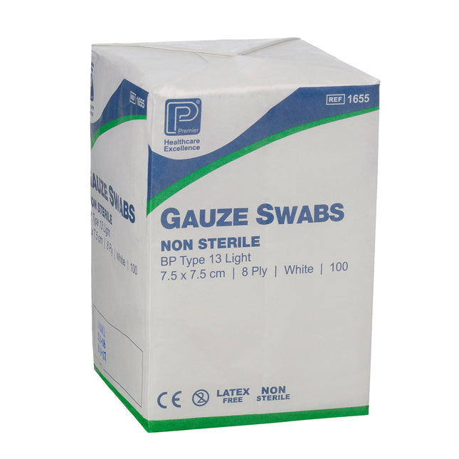 Cotton Gauze Swab 7.5cm x 7.5cm 8 ply x100