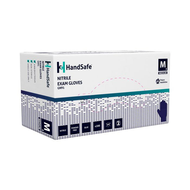 HandSafe Nitrile Examination Gloves Blue (Medium) x200 pairs