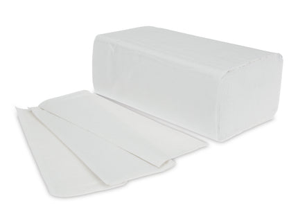 Northwood hand towel C-Fold 2 ply white pack of 2355 soft strong paper towels for hygienic use in commercial and clinical settings.