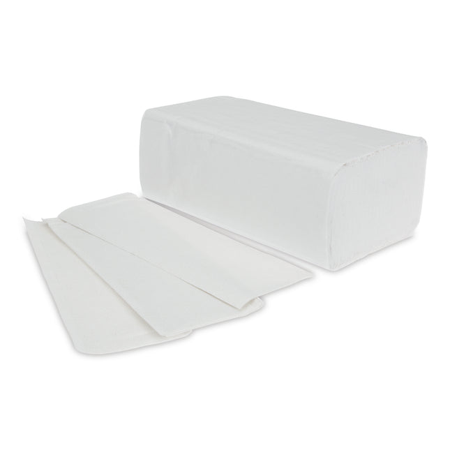 Northwood hand towel C-Fold 2 ply white pack of 2355 soft strong paper towels for hygienic use in commercial and clinical settings.