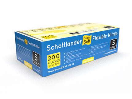Schottlander® Super Soft Flexible Nitrile Gloves Blue (Small) x200 pairs