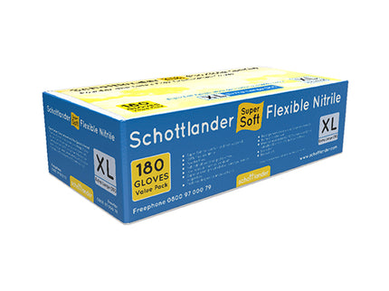 Schottlander® Super Soft Flexible Nitrile Gloves Blue (X–Large) x180 pairs