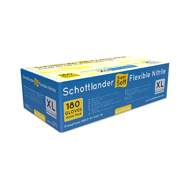 Schottlander® Super Soft Flexible Nitrile Gloves Blue (X–Large) x180 pairs