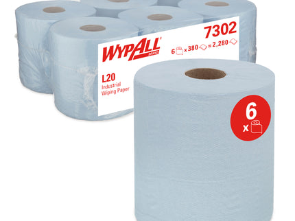 WypAll® L20 2–Ply Industrial Wiping Paper Centre Feed Rolls Blue