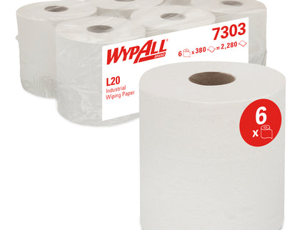 WypAll® Industrial 2–Ply Wiping Paper Centre Feed Rolls White