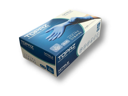 Topaz Blue Nitrile Powder Free Gloves 2 cartons x1000 (20boxes X 100 Gloves) Various sizes, Only £3.79 per Box of 100