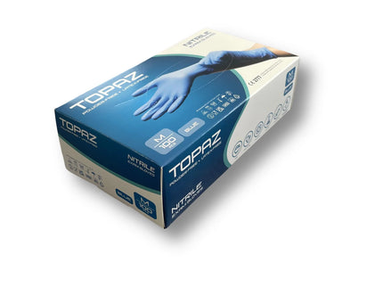 Topaz Blue Nitrile Powder Free Gloves 2 cartons x1000 (20boxes X 100 Gloves) Various sizes, Only £3.79 per Box of 100