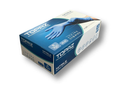 Topaz Blue Nitrile Powder Free Gloves 2 cartons x1000 (20boxes X 100 Gloves) Various sizes, Only £3.79 per Box of 100