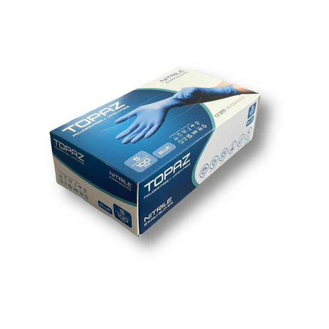 Topaz Blue Nitrile Powder Free Gloves 10 cartons x1000 (100 boxes X 100 Gloves) Various sizes, Only £2.99 per Box of 100