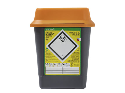 Sharpsafe® Recycled UK Grey With Orange Lid