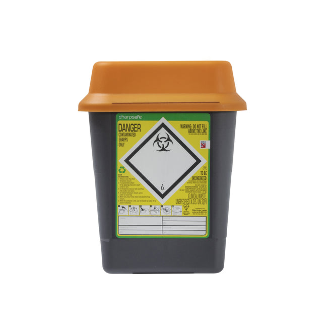Sharpsafe® Recycled UK Grey With Orange Lid