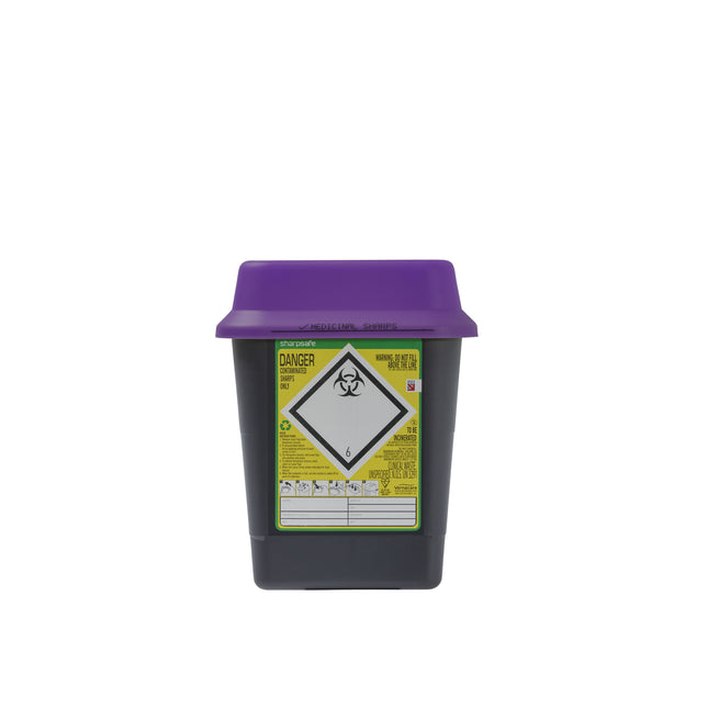 Sharpsafe® Recycled UK Grey With Purple Lid