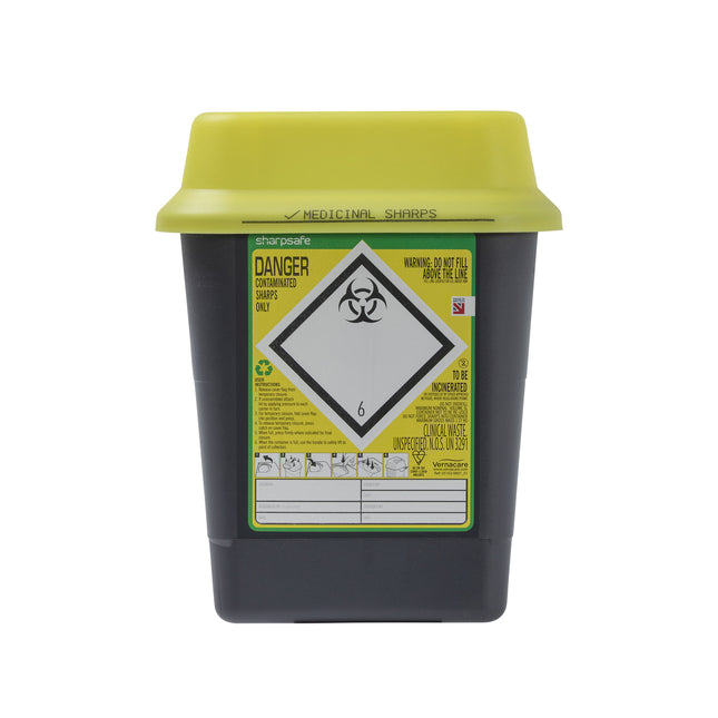 Sharpsafe® Recycled UK Grey With Yellow Lid