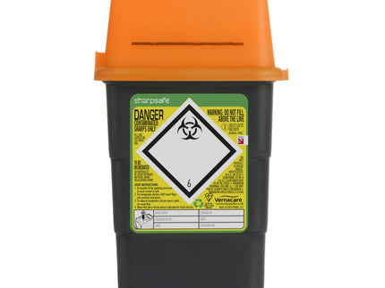Sharpsafe® Sharps Container Bins Grey With Orange Lid