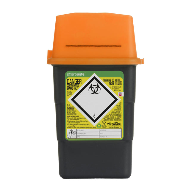 Sharpsafe® Sharps Container Bins Grey With Orange Lid