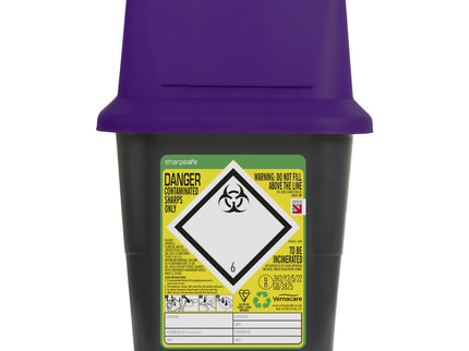 Sharpsafe® Sharps Container Bins Grey With Purple Lid