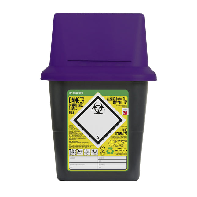 Sharpsafe® Sharps Container Bins Grey With Purple Lid