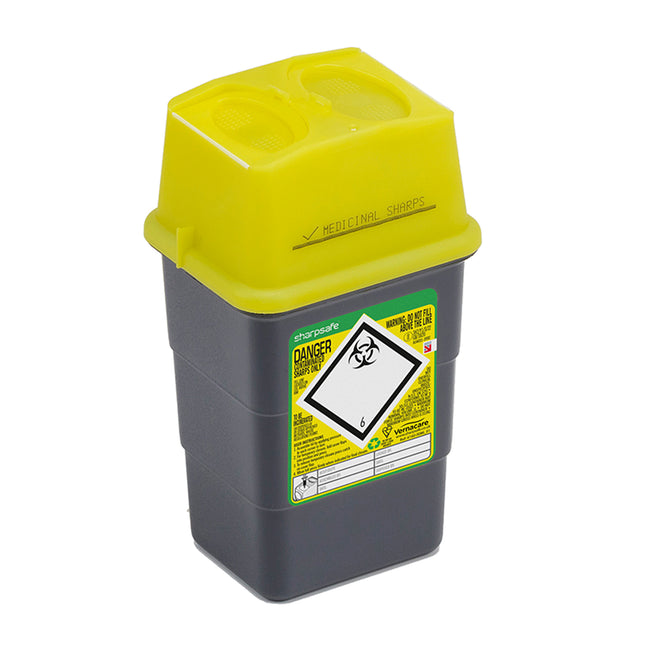 Sharpsafe® Sharps Container Bins Grey With Yellow Lid