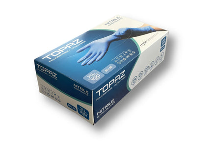 Topaz Blue Nitrile Powder Free Gloves 2 cartons x1000 (20boxes X 100 Gloves) Various sizes, Only £3.79 per Box of 100