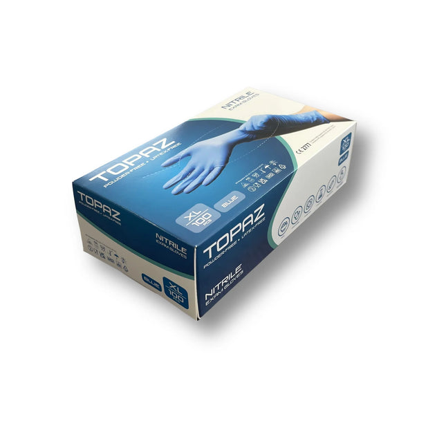 Topaz Blue Nitrile Powder Free Gloves 10 cartons x1000 (100 boxes X 100 Gloves) Various sizes, Only £2.99 per Box of 100