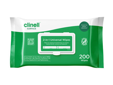 Clinell® 2–in–1 Universal Wipes (Pack of 200)